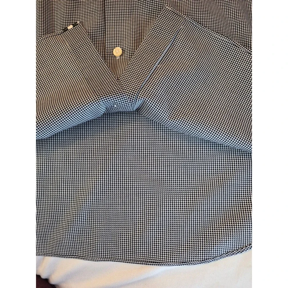 Banana Republic Mens Black White Checker Tailored Slim Dress Shirt Large Party